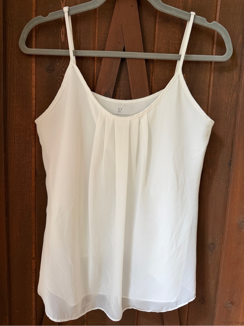 New York & Co XS - White Pleated Chiffon Cami Tank